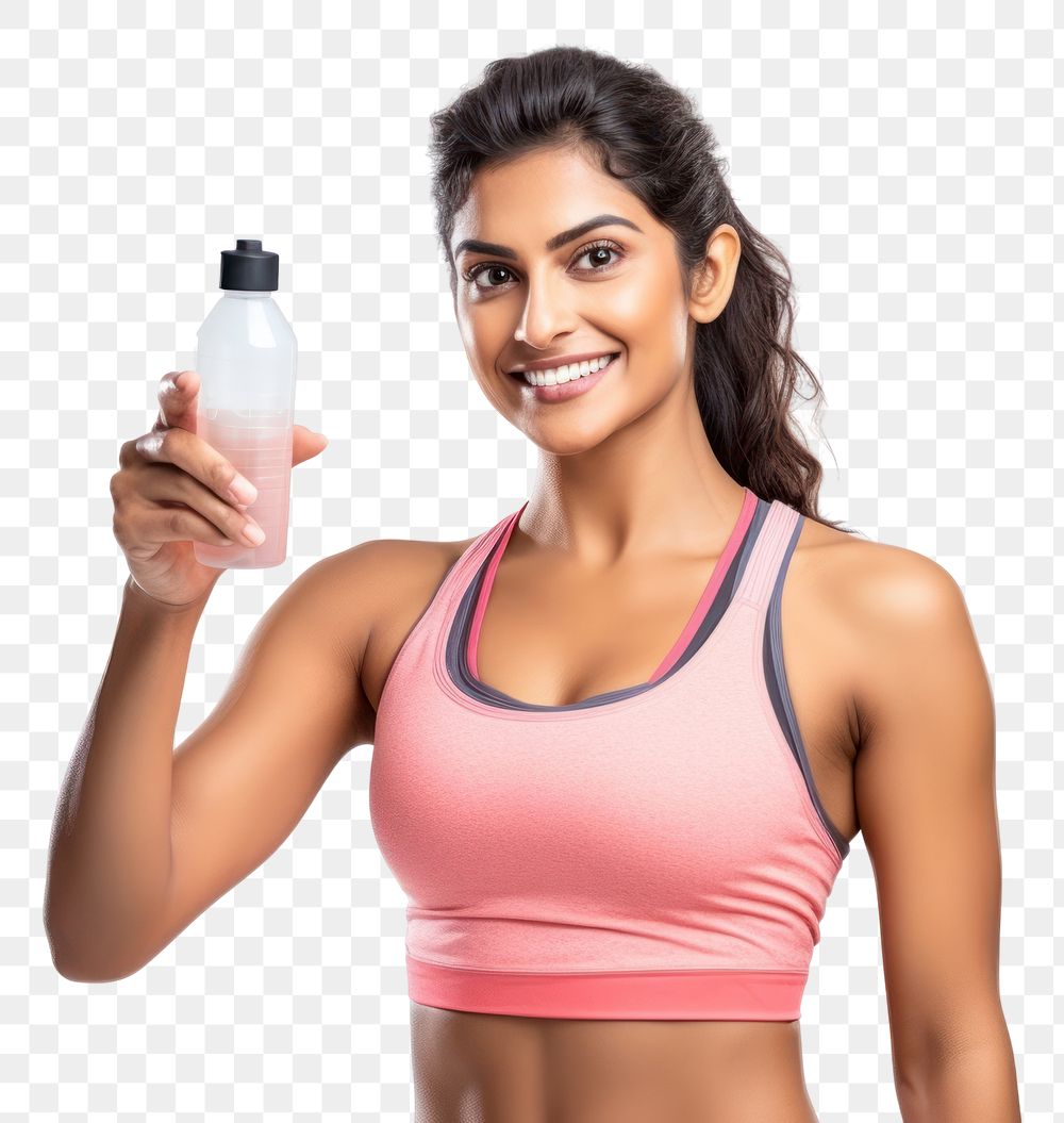 PNG  Modern sport indian woman bottle sports white background. AI generated Image by rawpixel.
