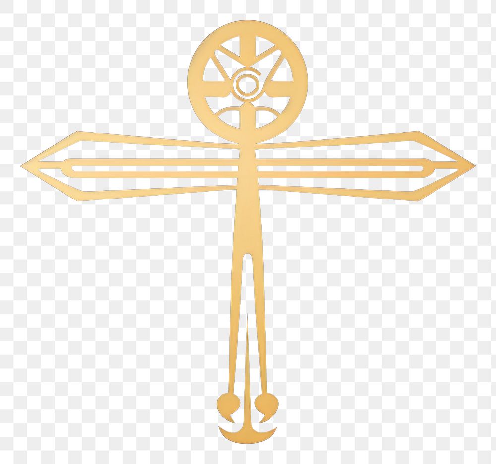PNG Hieroglyphic ankh symbol cross gold. AI generated Image by rawpixel.