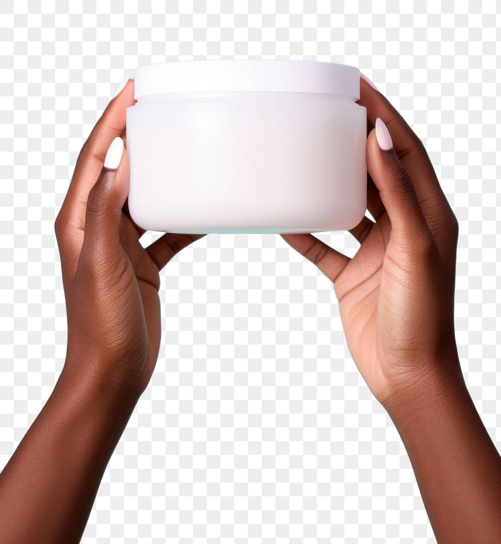 PNG Cosmetic hand holding bowl. AI generated Image by rawpixel.