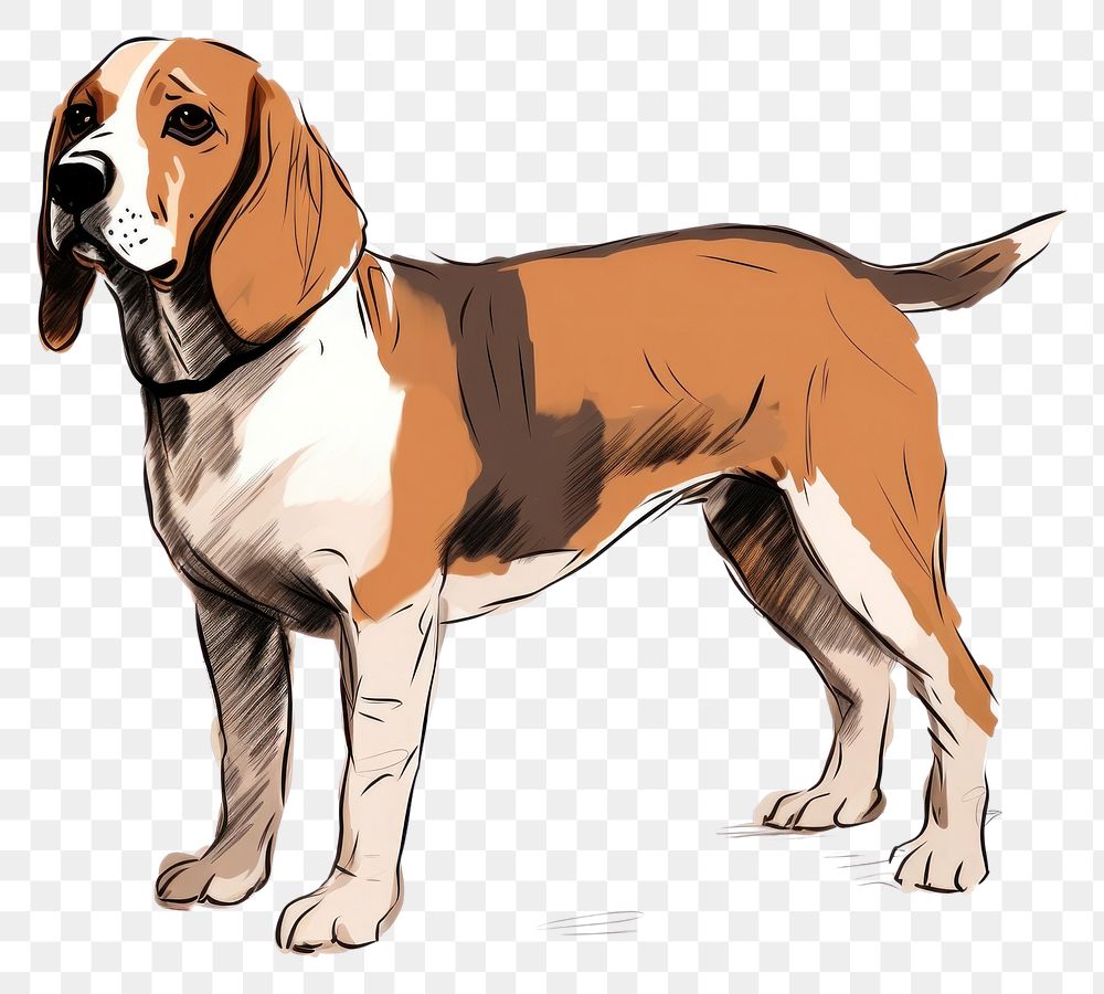 PNG Beagle drawing animal mammal. AI generated Image by rawpixel.