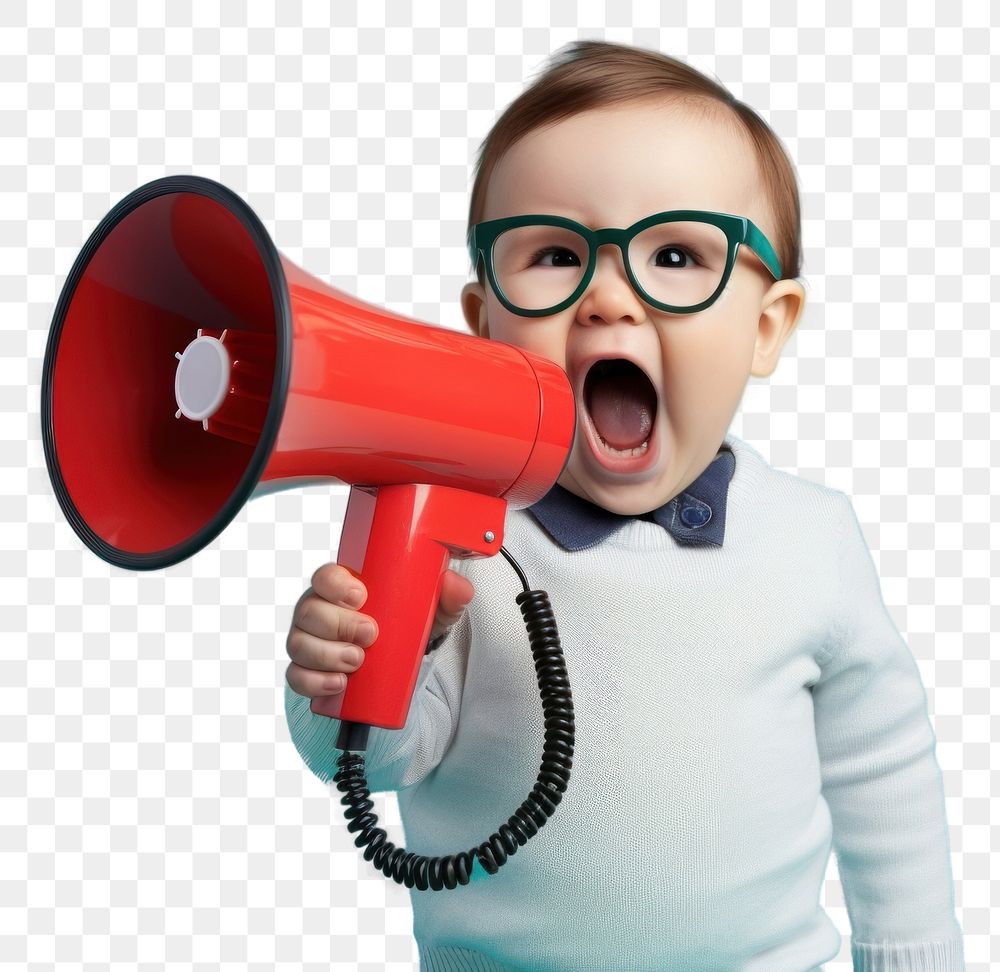 PNG  Baby shouting technology telephone. AI generated Image by rawpixel.