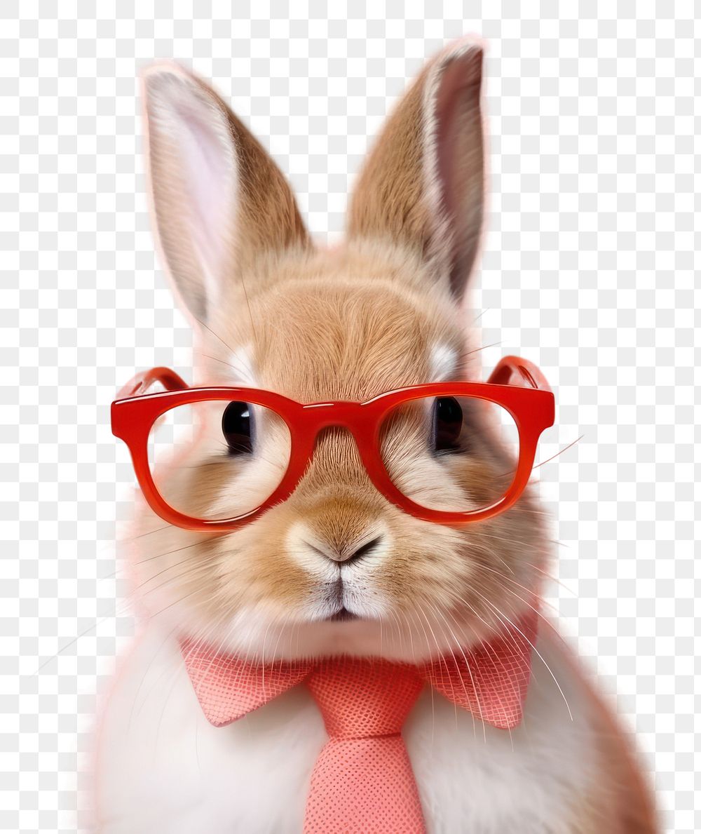 PNG  Rabbit glasses portrait rodent. AI generated Image by rawpixel.