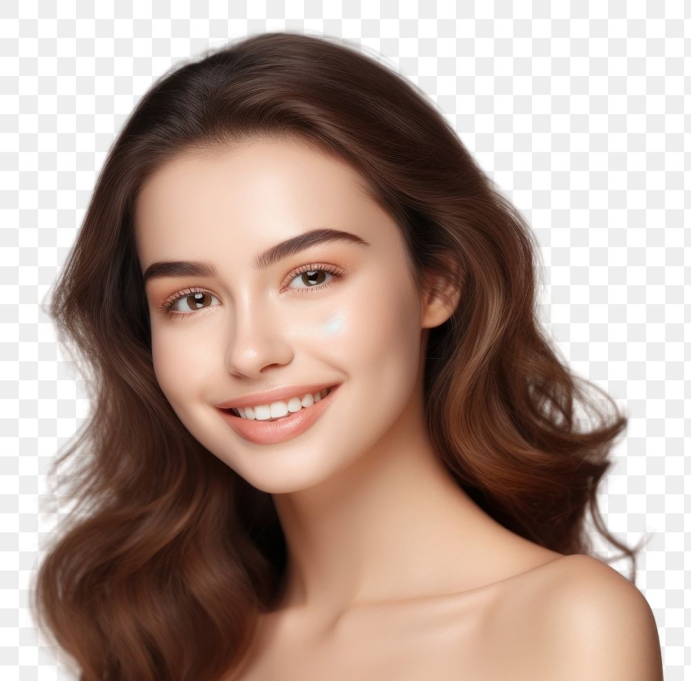 PNG  Woman face beautiful portrait adult smile. AI generated Image by rawpixel.