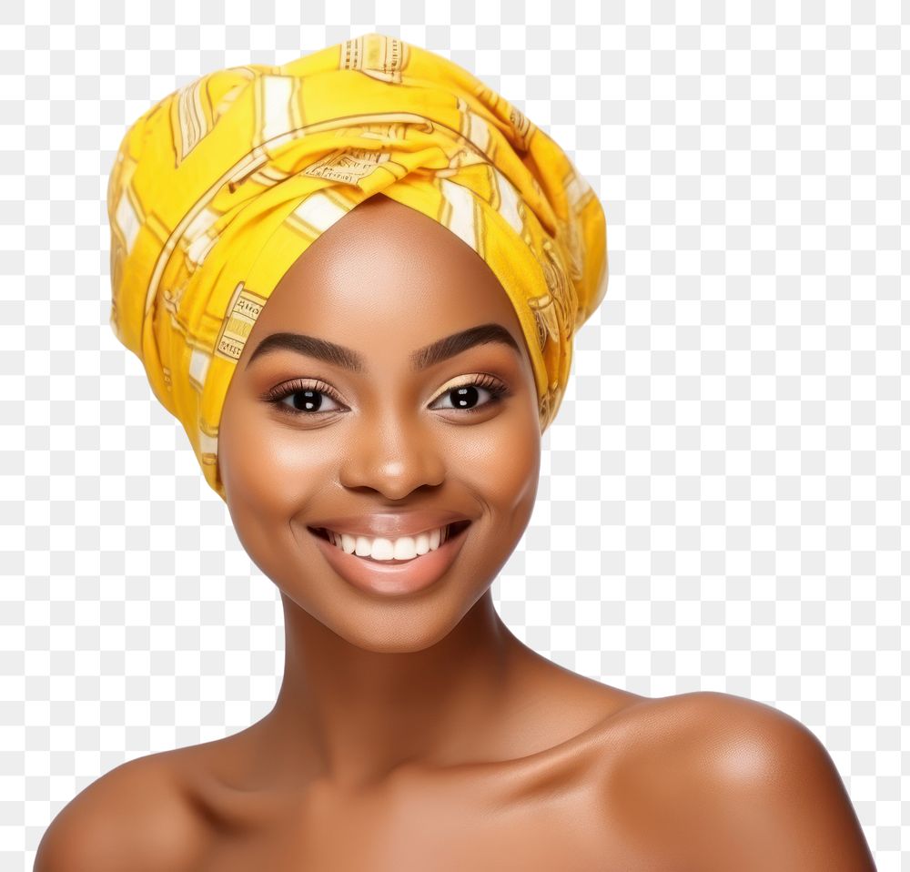 PNG African model with beauty portrait turban adult. 