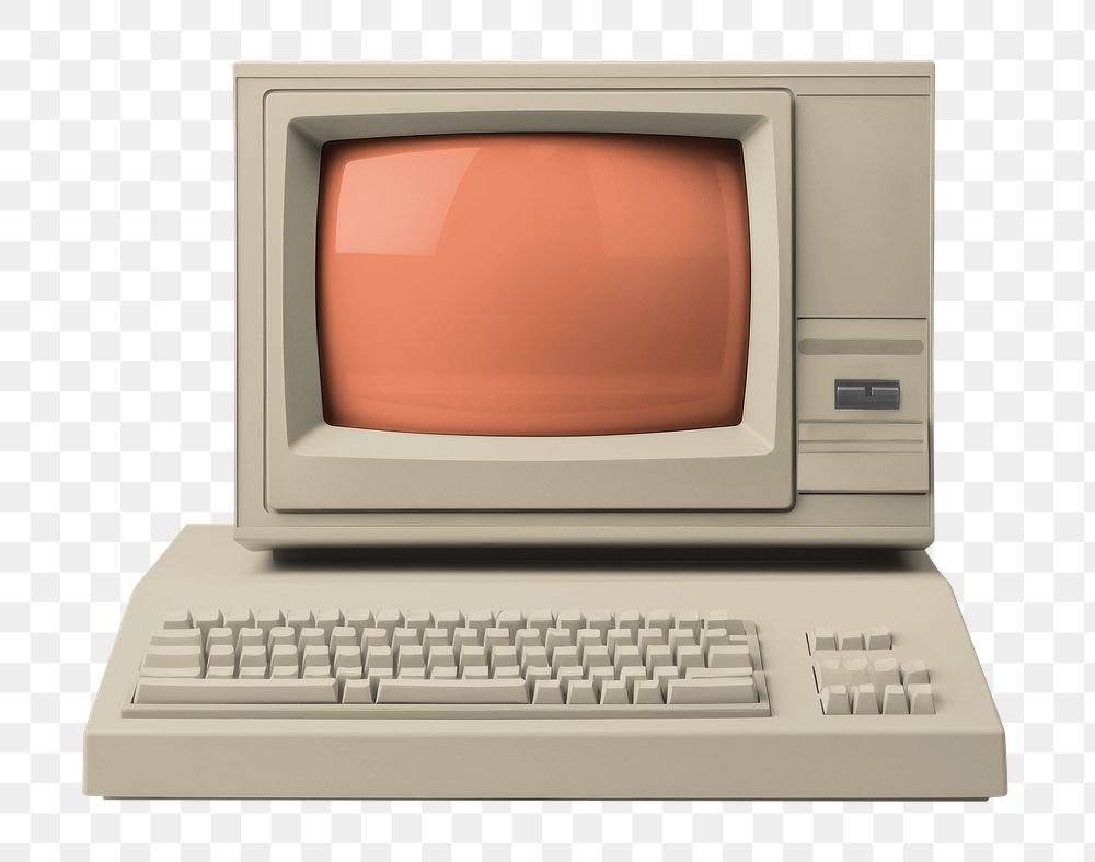 Vintage computer png, transparent background