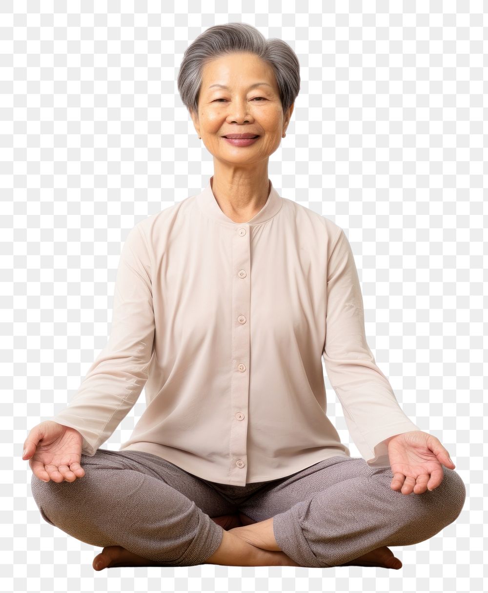 PNG  Sitting adult yoga spirituality. AI generated Image by rawpixel.