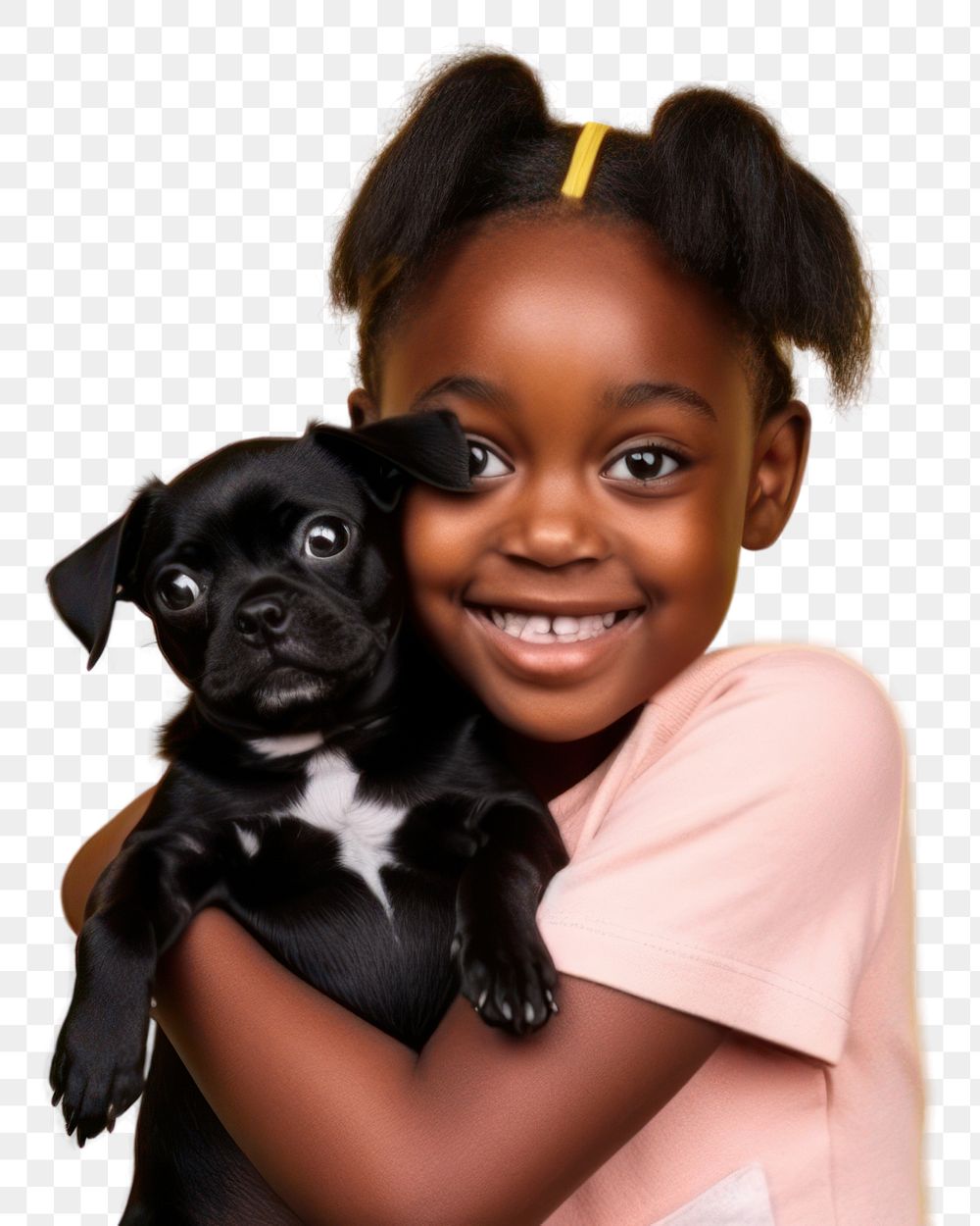 PNG Black little girl with dog pet portrait smiling. AI generated Image by rawpixel.