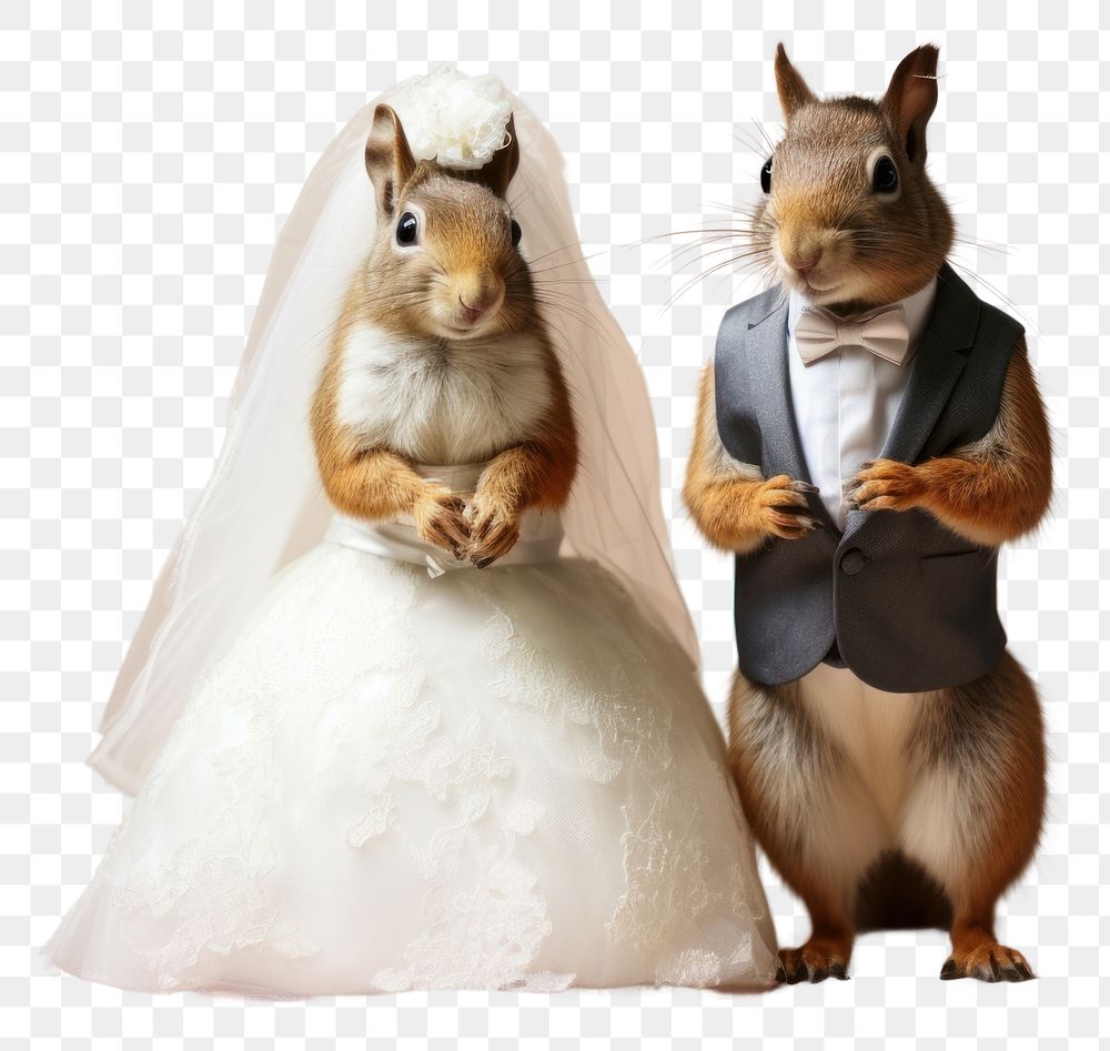 PNG Squirrel with full body wedding rodent animal. AI generated Image by rawpixel.