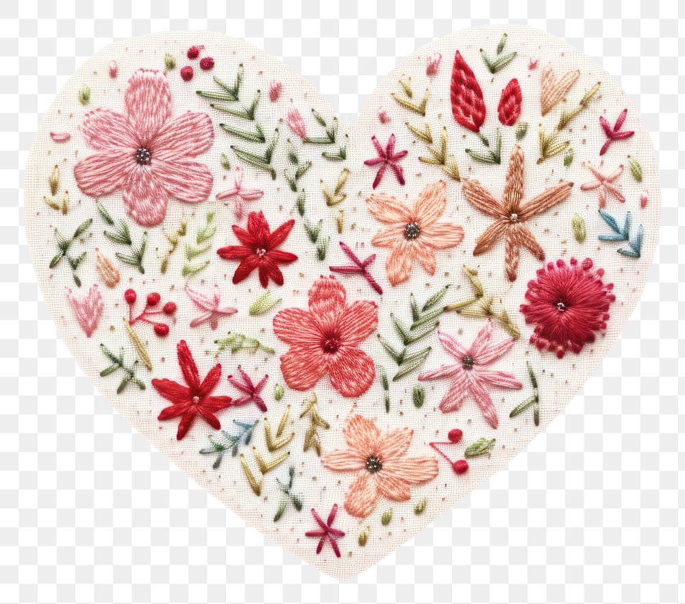 PNG Embroidery pattern stitch heart AI generated Image by rawpixel