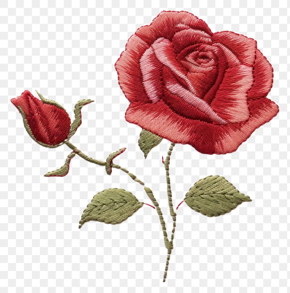 PNG A red rose embroidery flower stitch. AI generated Image by rawpixel.