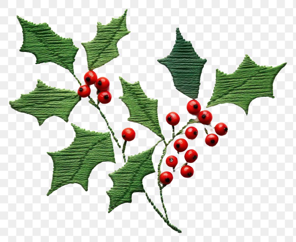 PNG Christmas holly celebration embroidery pattern. AI generated Image by rawpixel.