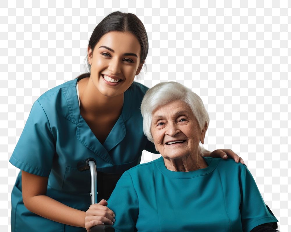 PNG  Senior nursing home nurse smiling adult AI generated Image by rawpixel