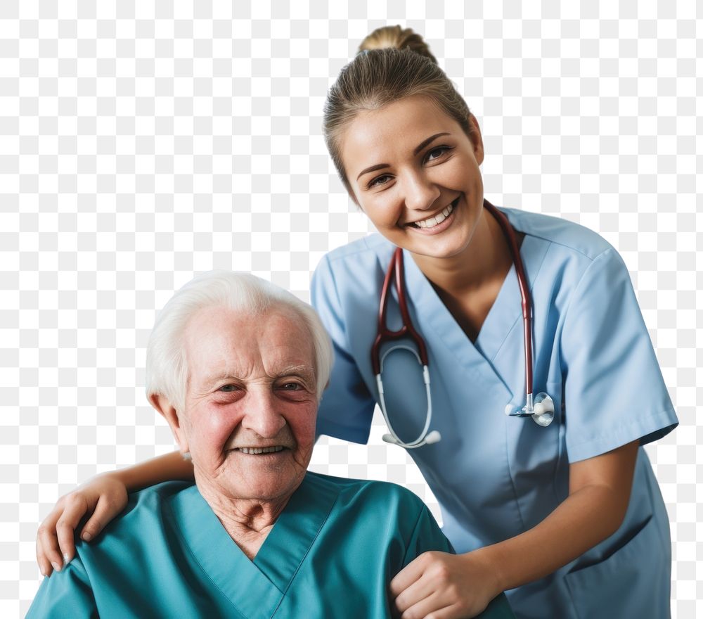 PNG  Senior nursing home nurse smiling adult. AI generated Image by rawpixel.