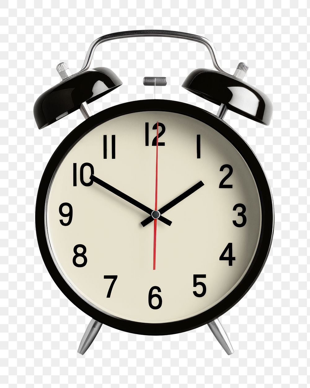 PNG black alarm clock, transparent background