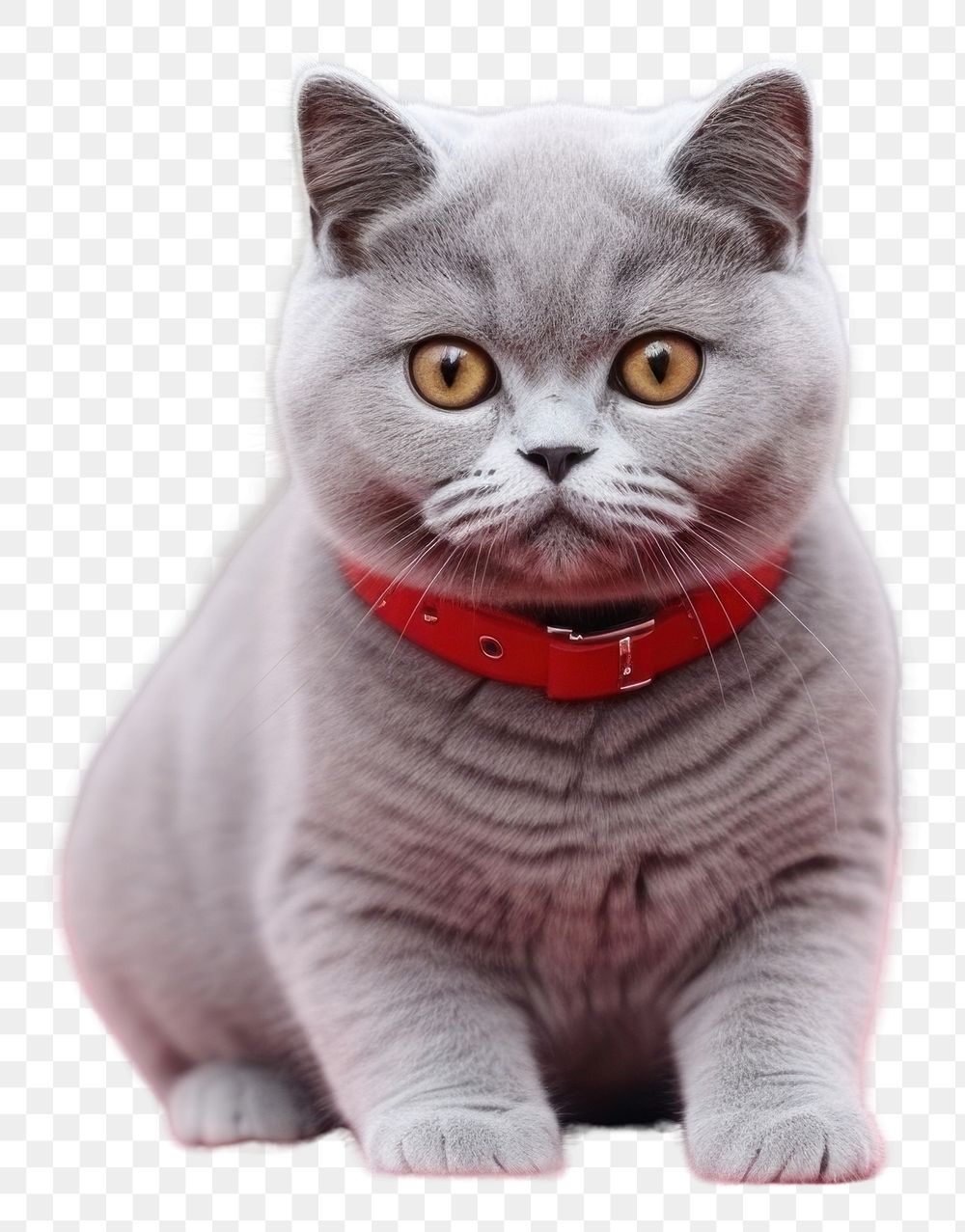 PNG  A british shorthair cat with red pet collar in embroidery style animal mammal kitten. AI generated Image by rawpixel.