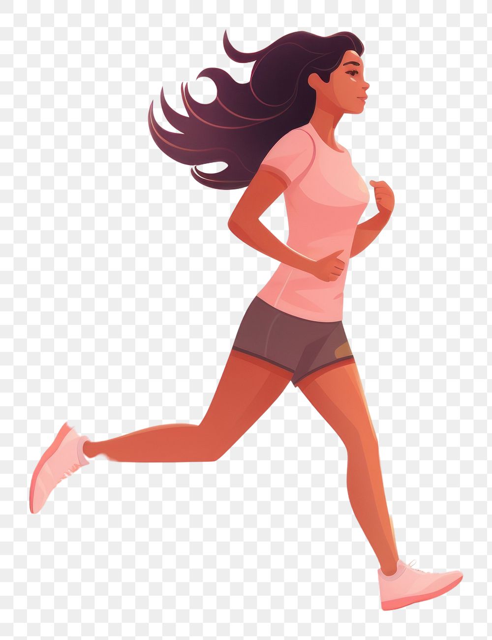 PNG  Woman running jogging cartoon adult. AI generated Image by rawpixel.