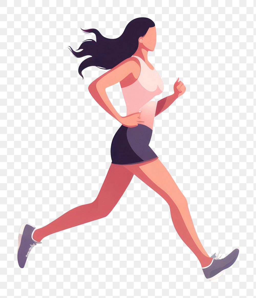 PNG  Woman running jogging shorts adult. AI generated Image by rawpixel.