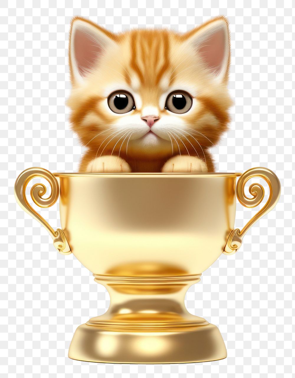 PNG  Baby cat icon Trophy Golden mammal. AI generated Image by rawpixel.