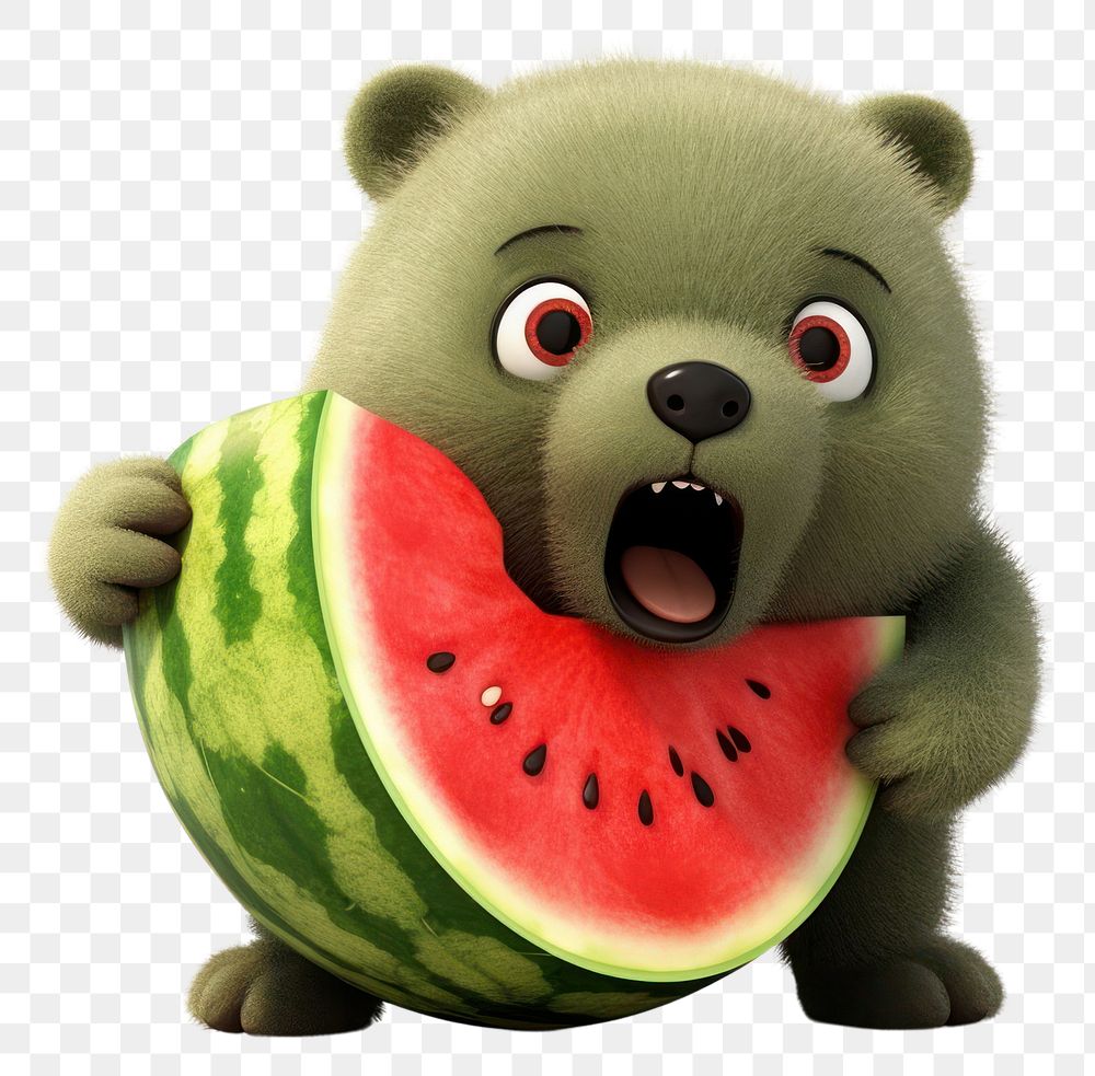 PNG  Bear watermelon mammal fruit. AI generated Image by rawpixel.