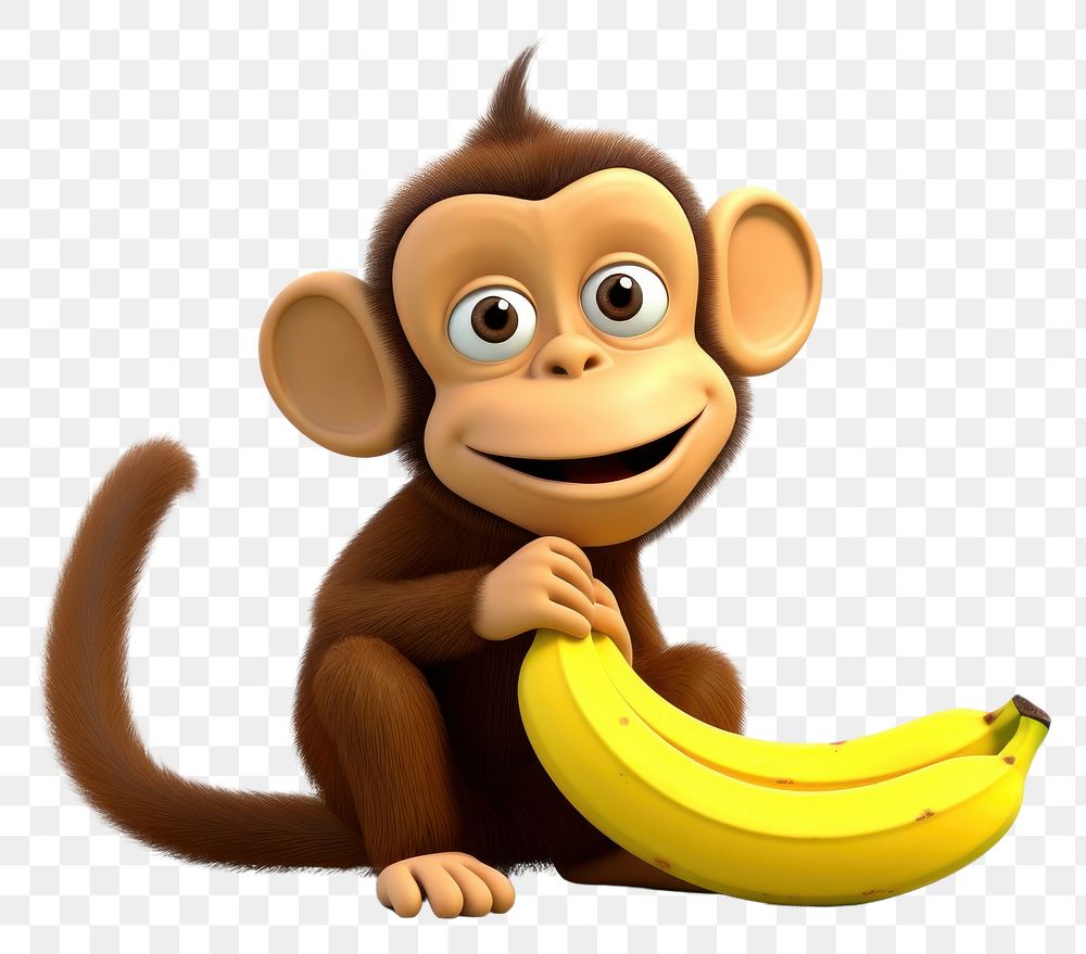 PNG  Monkey mammal animal banana. AI generated Image by rawpixel.