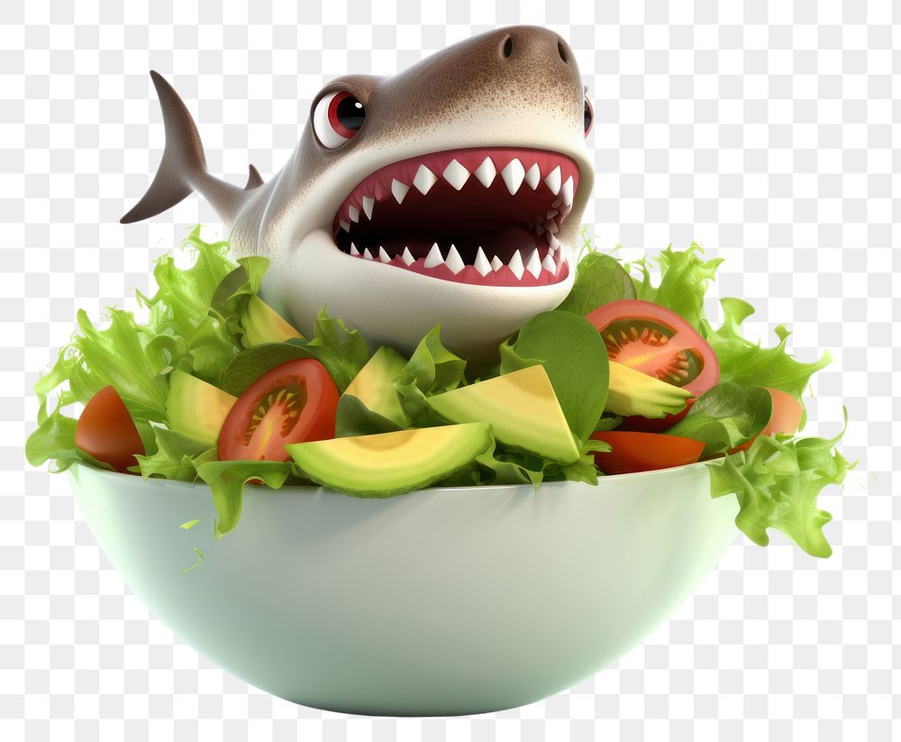 PNG  Shark vegetable lettuce fruit. AI generated Image by rawpixel.
