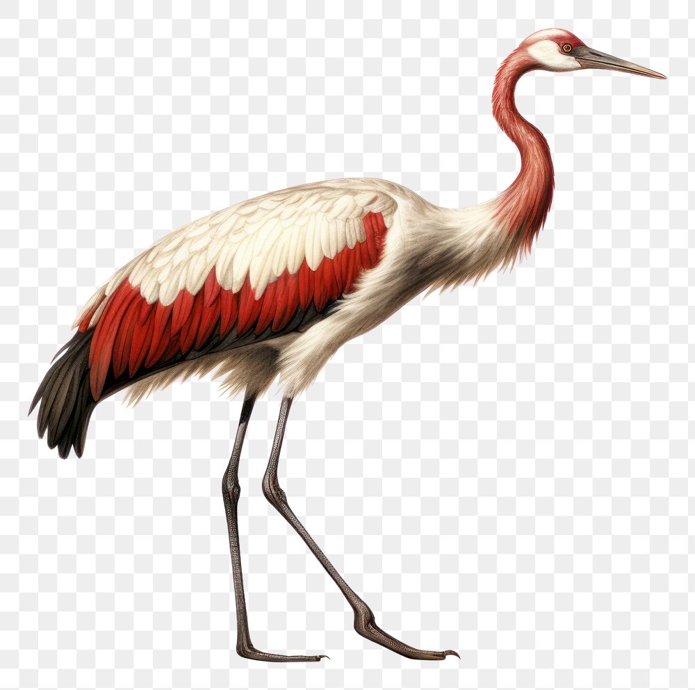 PNG Crane drawing animal bird. AI generated Image by rawpixel.