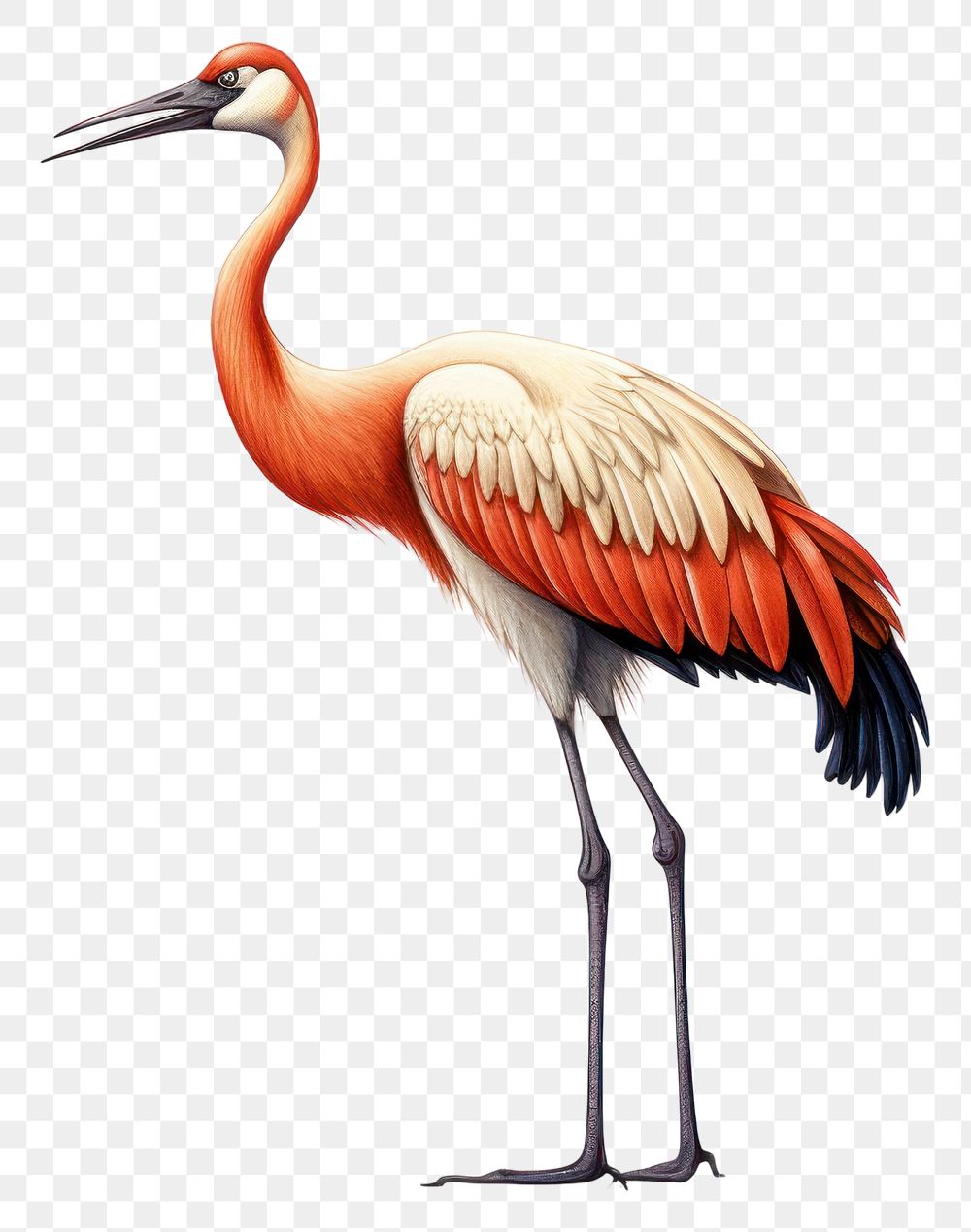 PNG Crane drawing animal bird AI generated Image by rawpixel