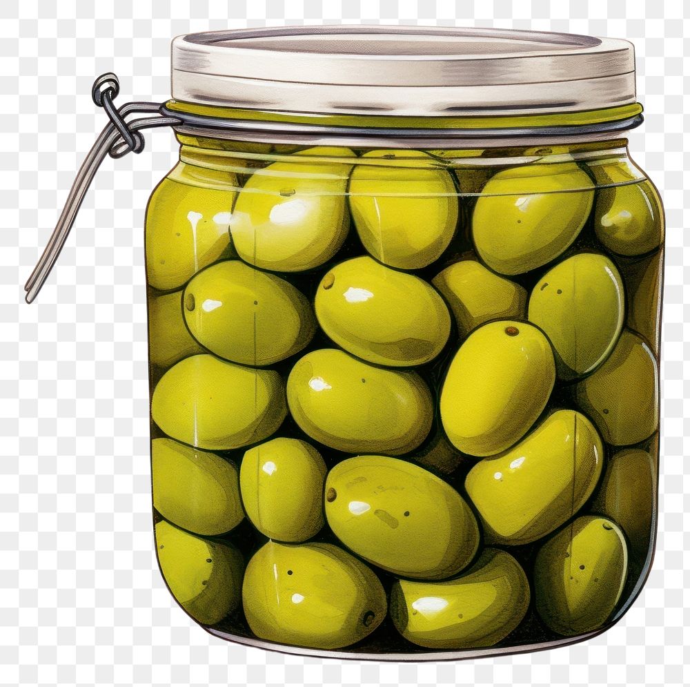 PNG Pickled olive jar medication vegetable AI generated Image by rawpixel