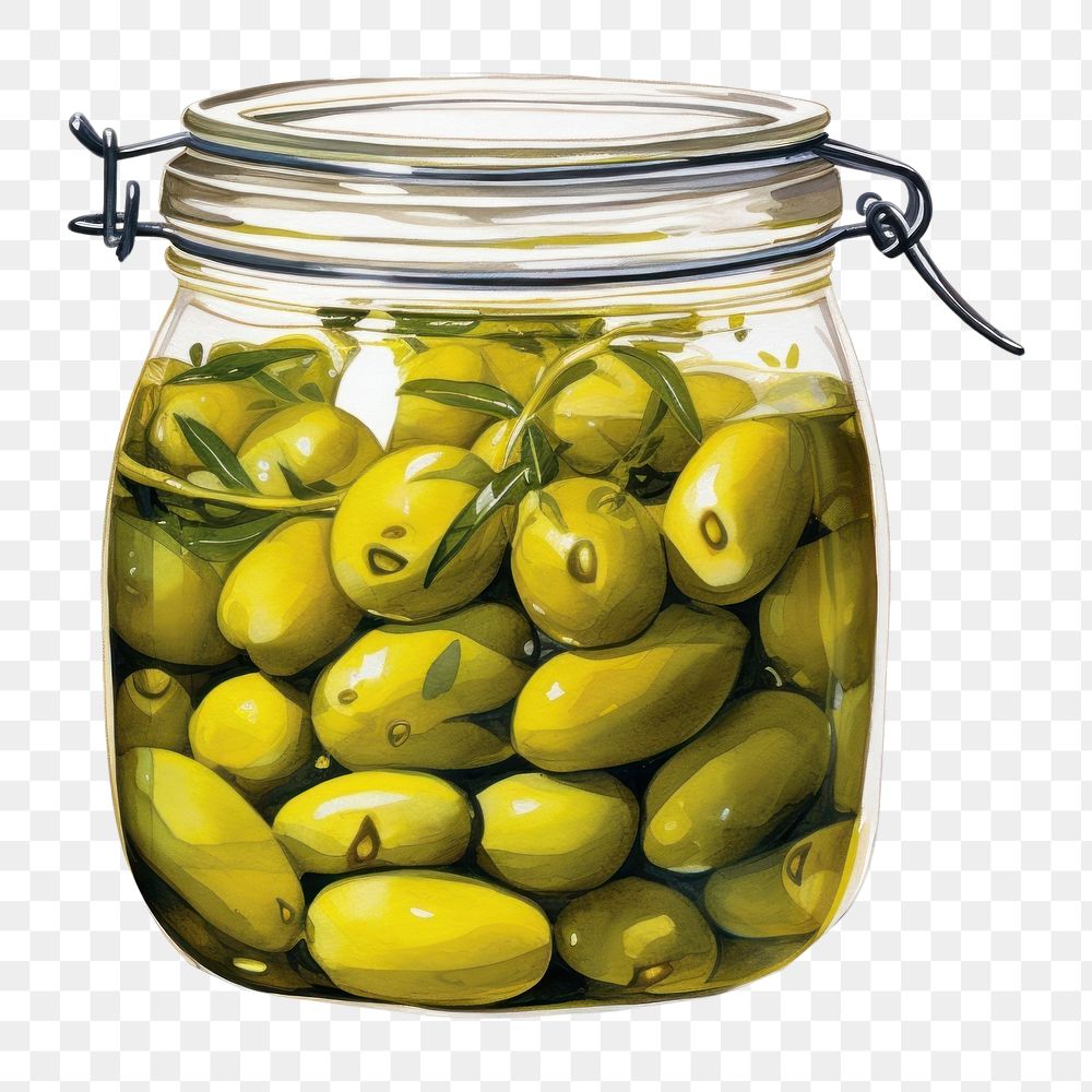 PNG Pickled olive plant food jar. AI generated Image by rawpixel.