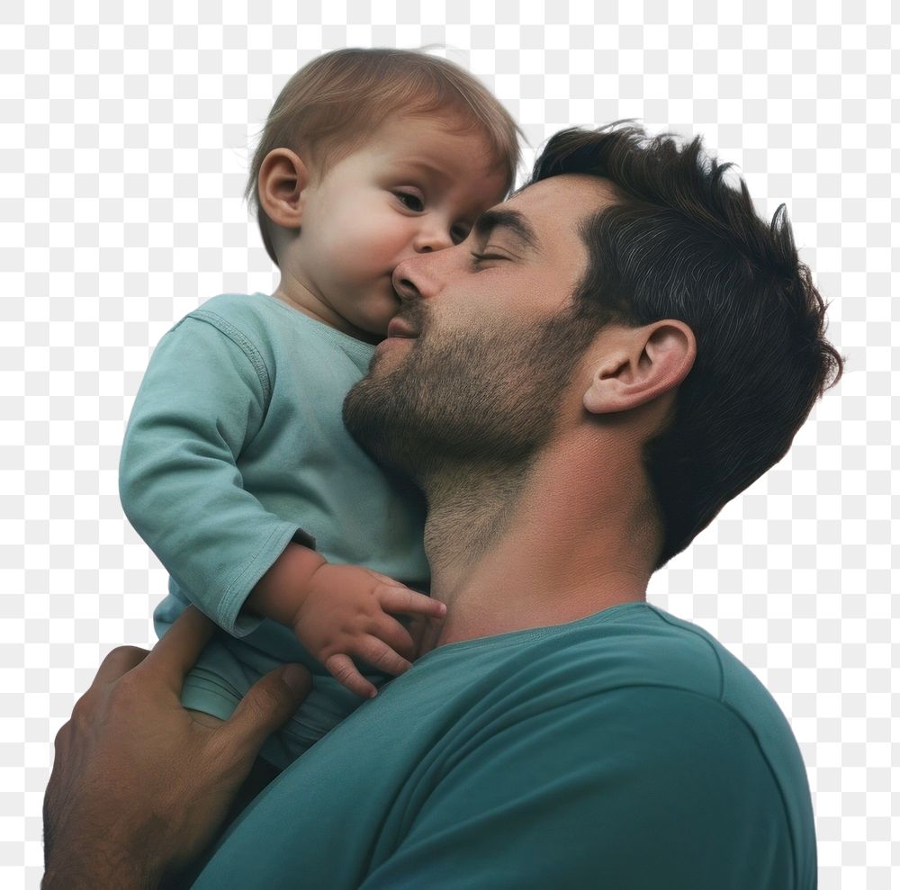 PNG Portrait toddler kissing parent. AI generated Image by rawpixel.