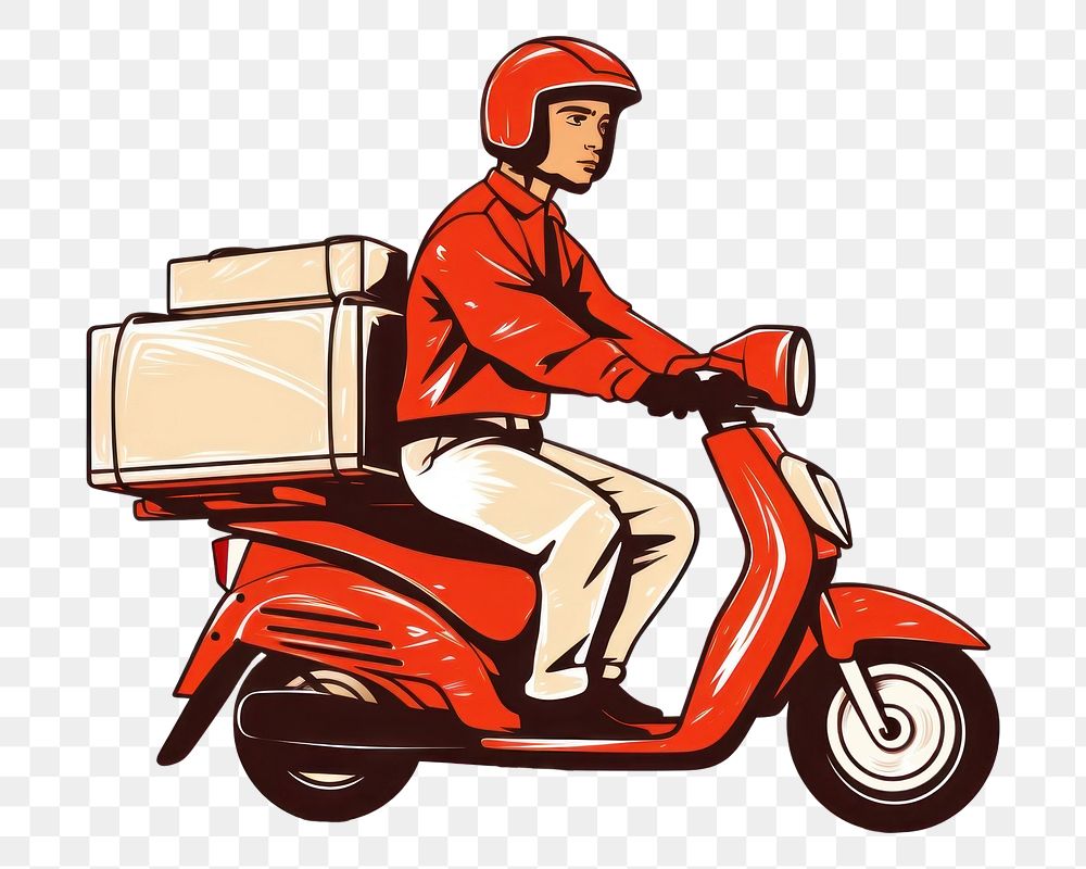 PNG Food delivery rider motorcycle vehicle scooter. AI generated Image by rawpixel.