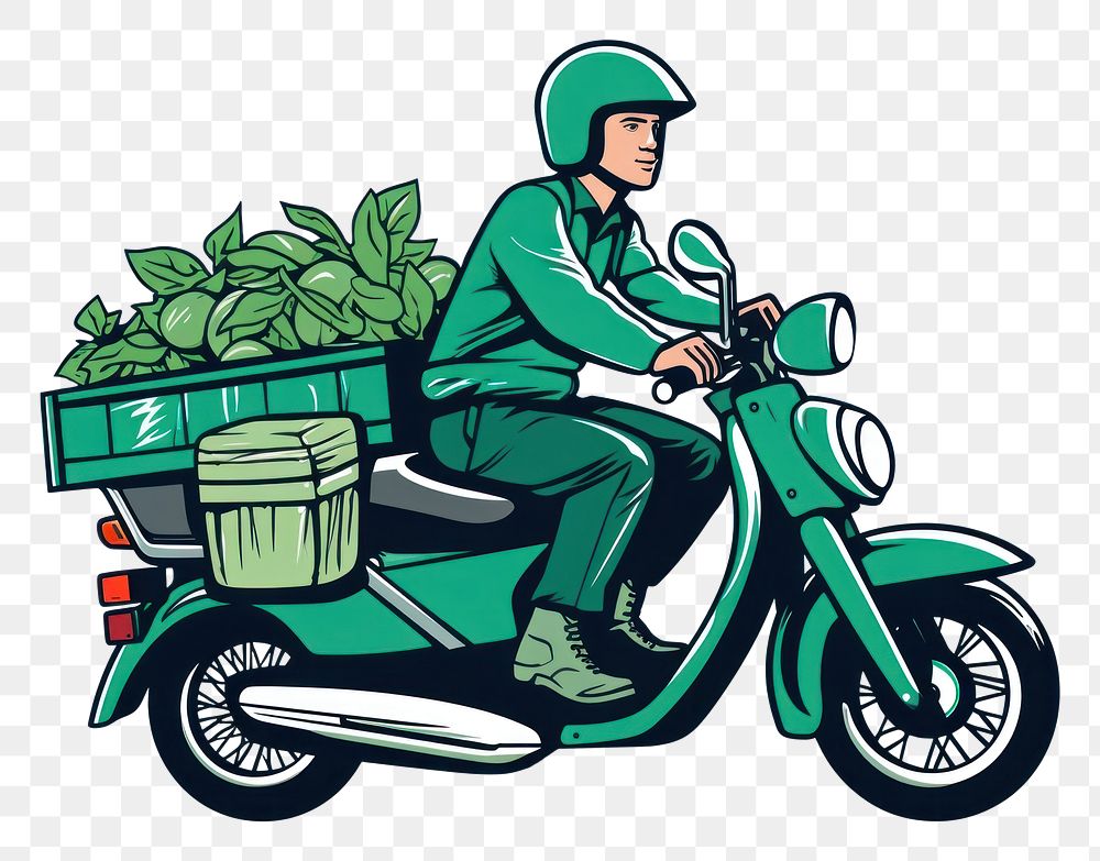 PNG Food delivery rider motorcycle vehicle scooter. AI generated Image by rawpixel.