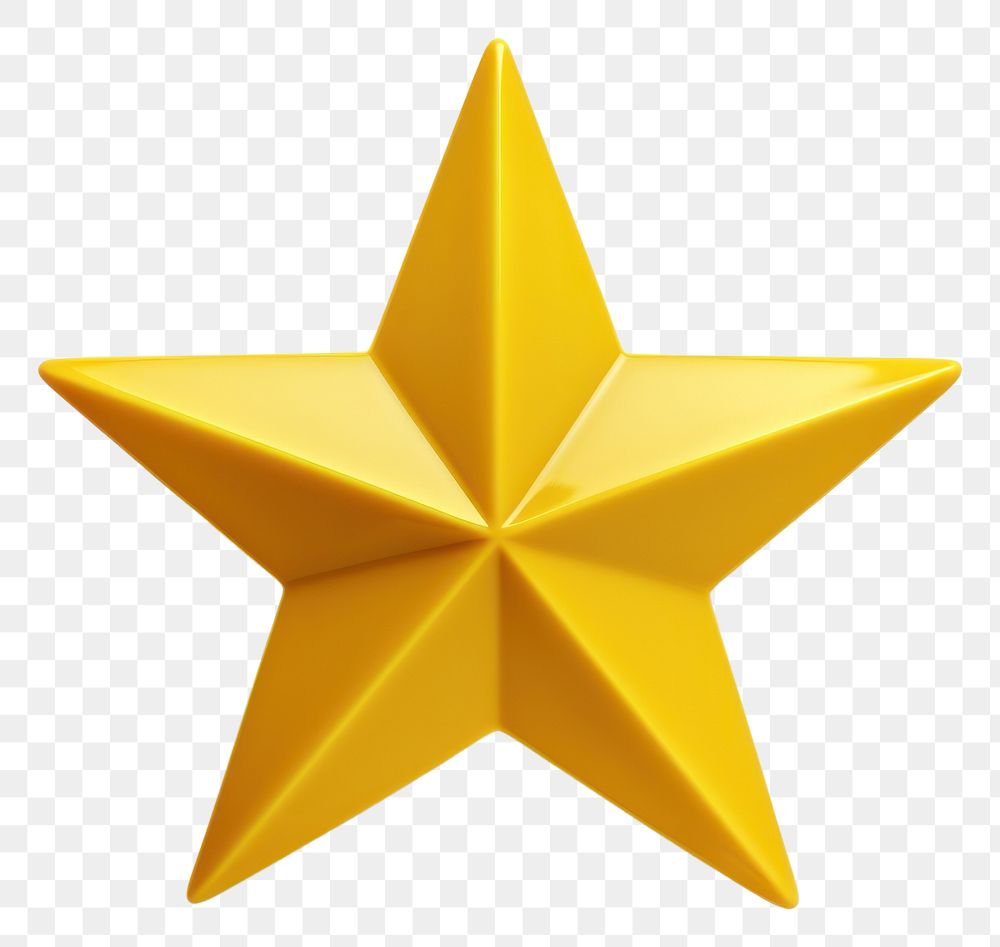 PNG 3d render yellow star symbol white background simplicity. AI generated Image by rawpixel.