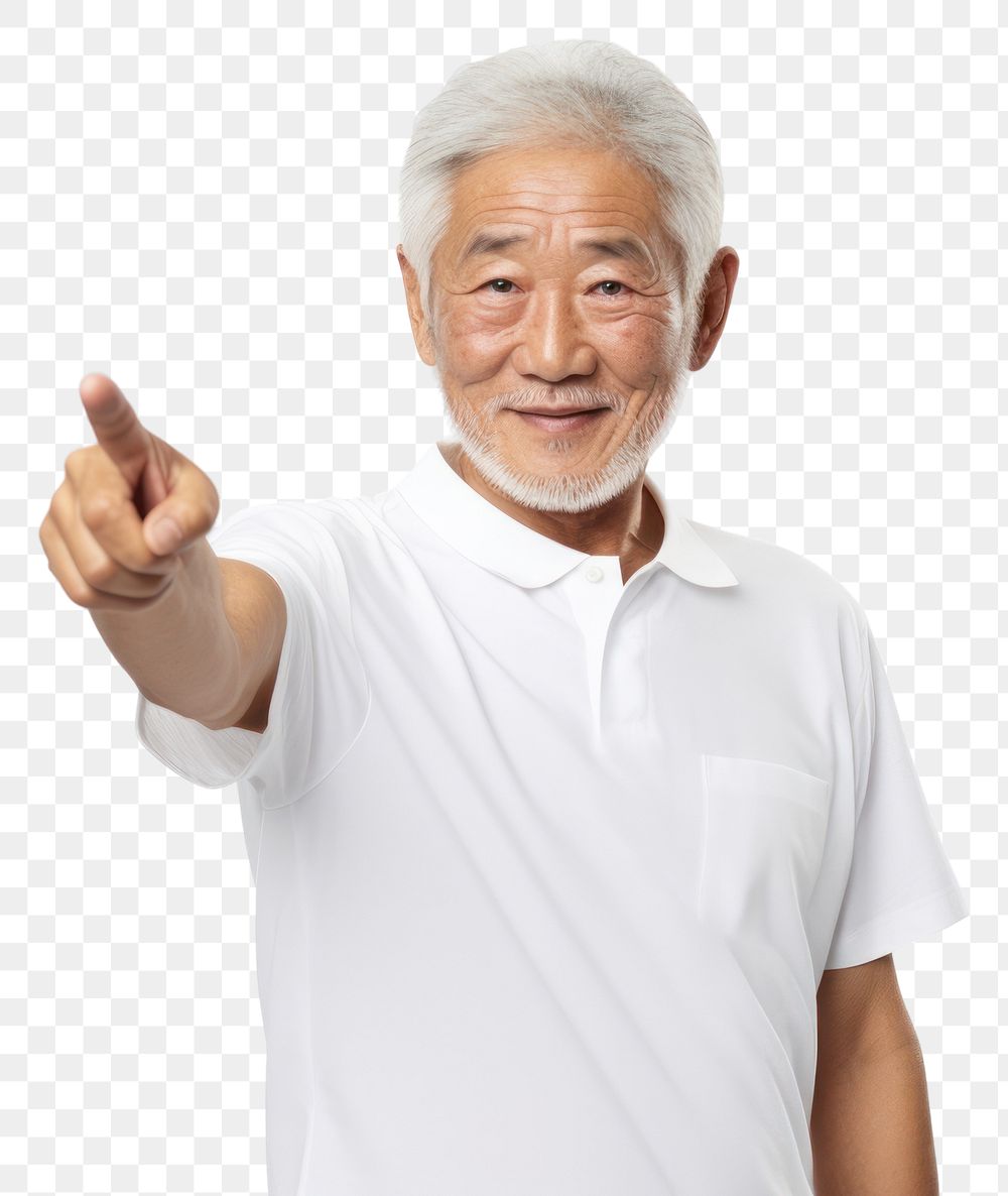 PNG A confident asian old man pointing finger adult. AI generated Image by rawpixel.