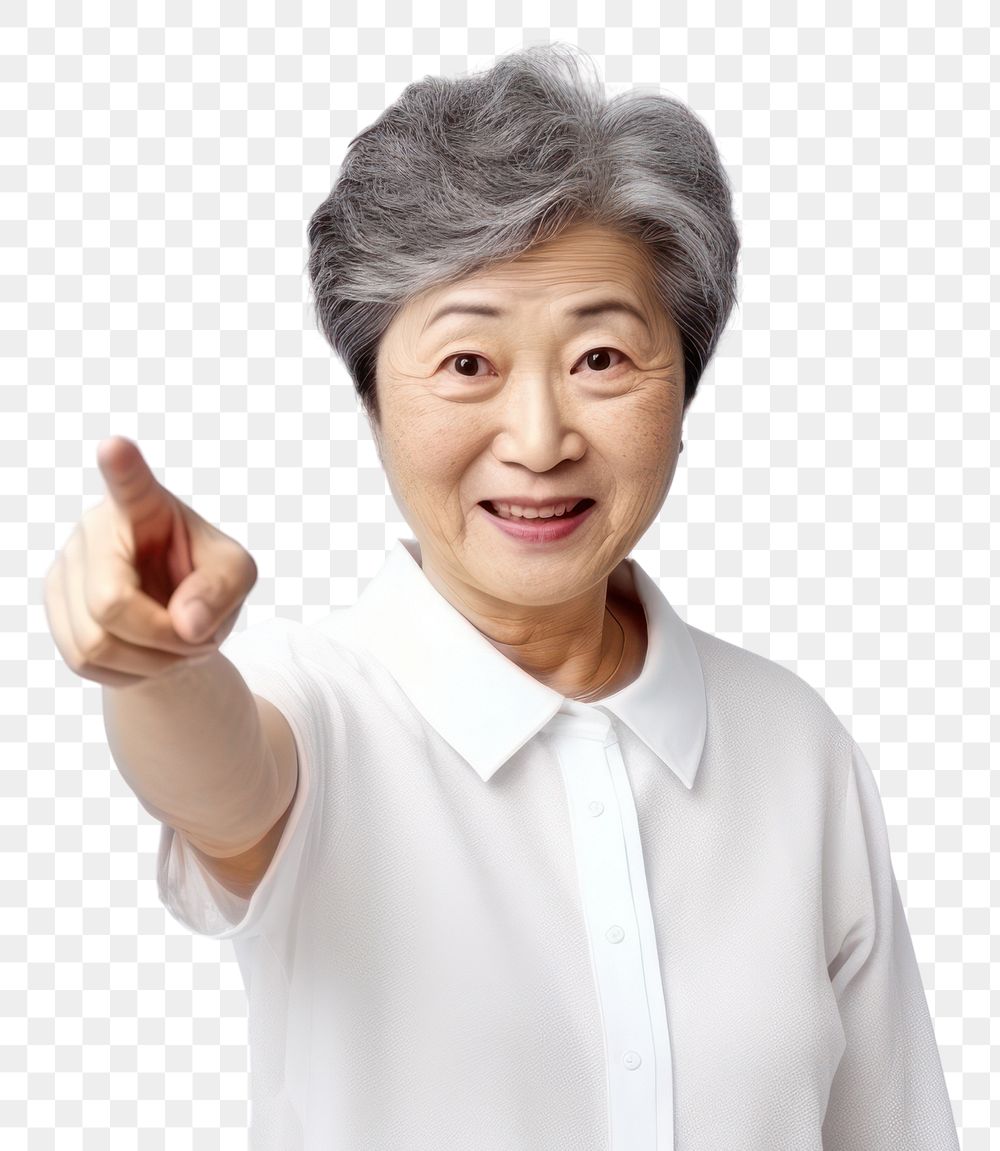 PNG A confident asian old woman adult white background copy space. AI generated Image by rawpixel.
