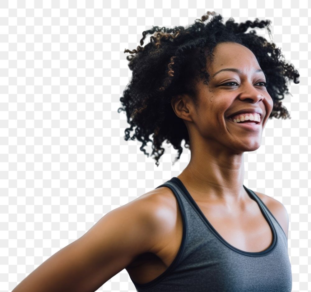 PNG  Happy african American woman smile adult determination. AI generated Image by rawpixel.
