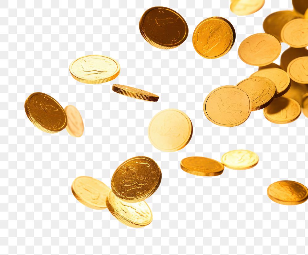 PNG  Gold coins backgrounds money white background. AI generated Image by rawpixel.