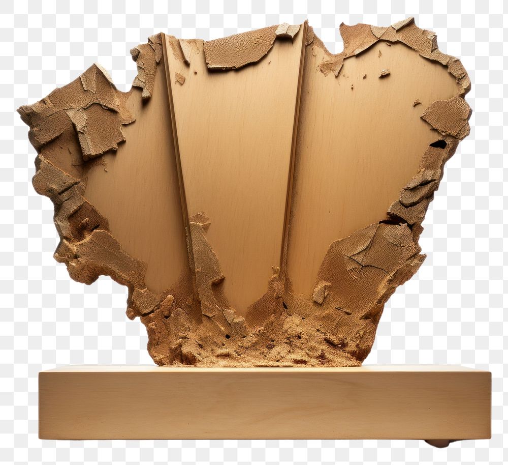 PNG  Mockup RIPPED CARDBOARD trophy wood destruction. AI generated Image by rawpixel.
