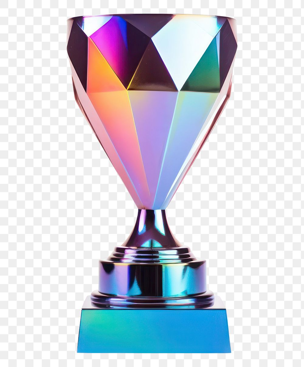 PNG  Trophy mockup Holographic Textures achievement. AI generated Image by rawpixel.