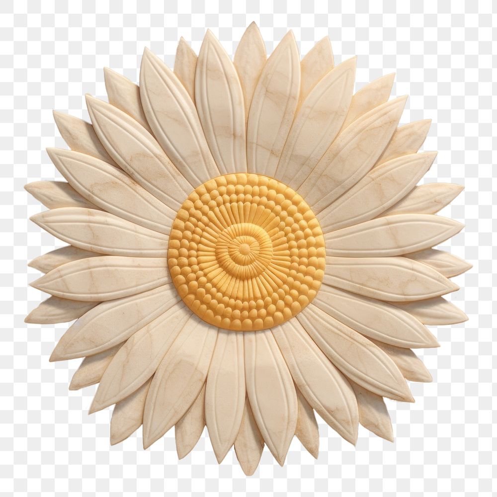 PNG Sunflower with yellow pattern inflorescence stone carving. AI generated Image by rawpixel.