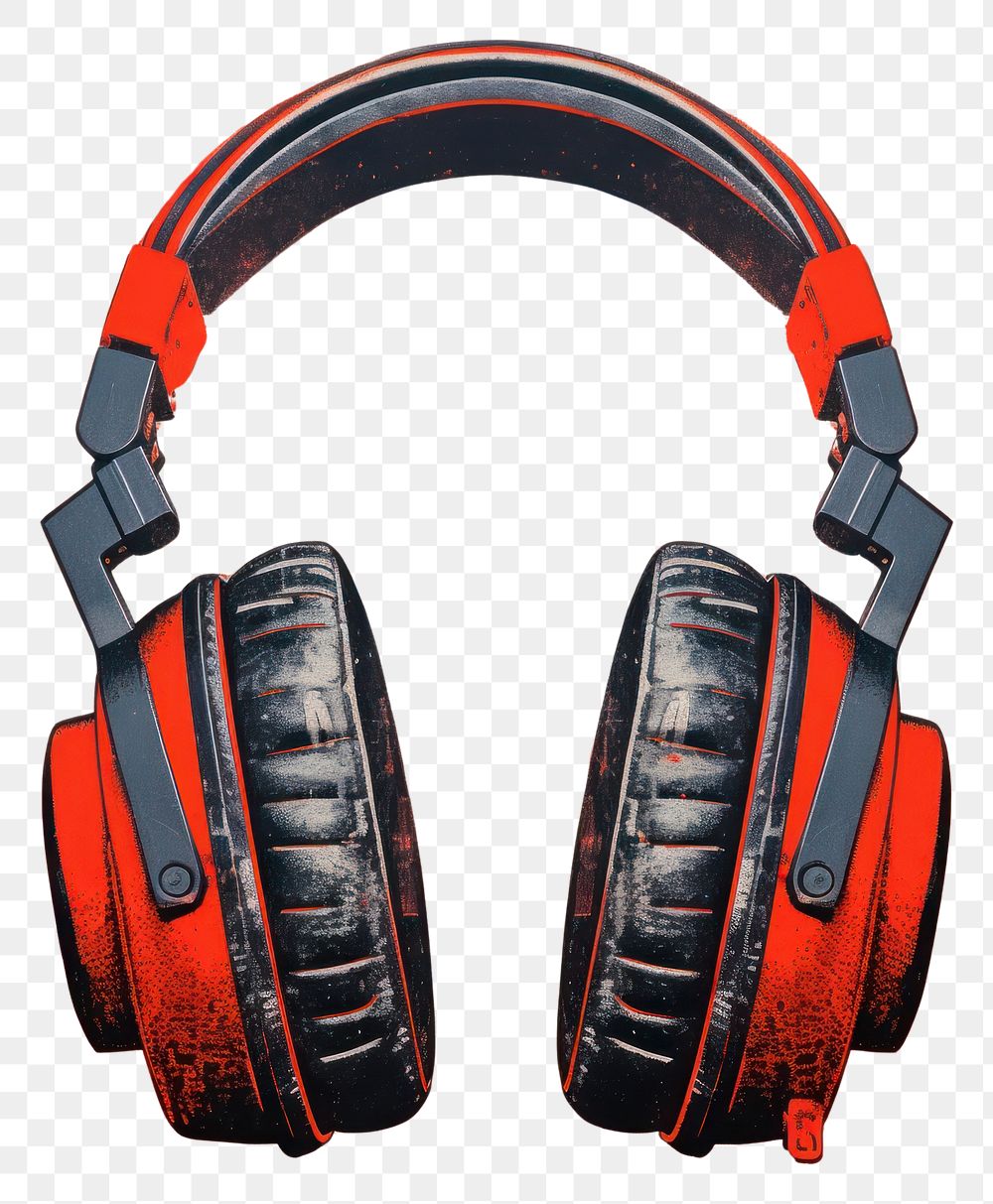 PNG Silkscreen of a headphones headset red electronics. AI generated Image by rawpixel.