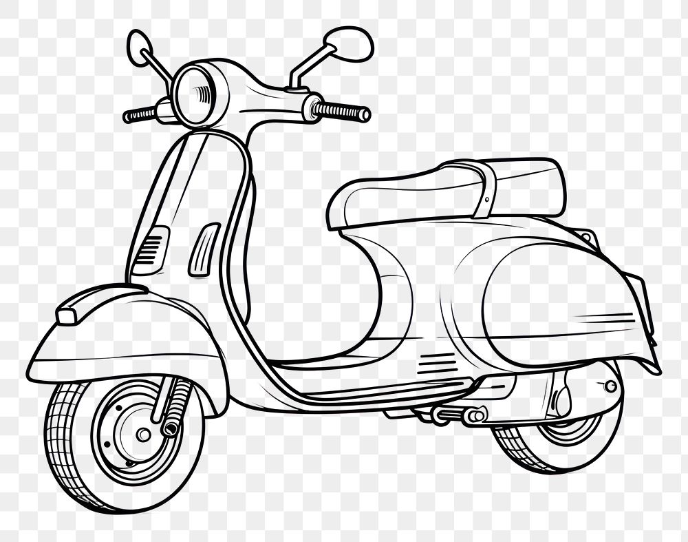 PNG  Scooter sketch motorcycle vehicle. AI generated Image by rawpixel.