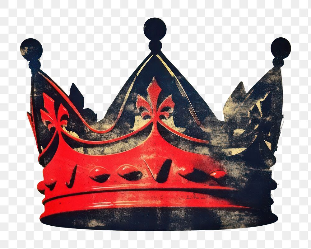 PNG Silkscreen of a crown backgrounds red accessories. AI generated Image by rawpixel.