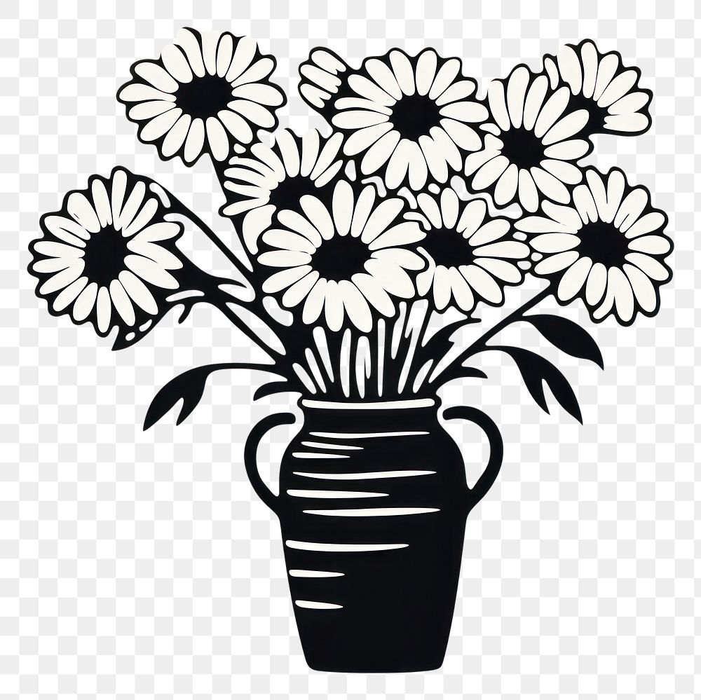PNG Simple daisy in vase drawing flower sketch. AI generated Image by rawpixel.