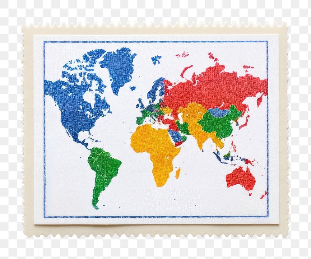 PNG World map white background postage stamp. AI generated Image by rawpixel.