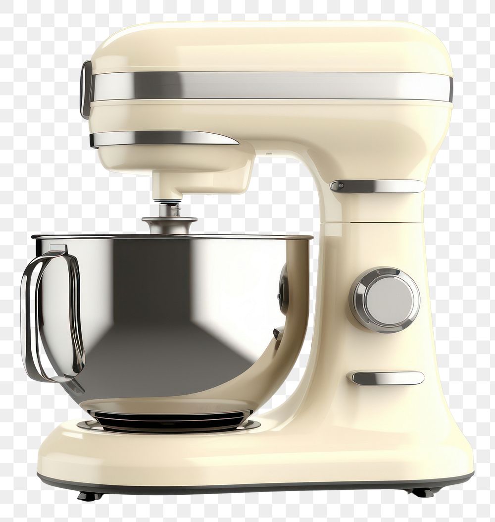 PNG Beige blod electric mixer with stainless steel appliance white background technology. AI generated Image by rawpixel.