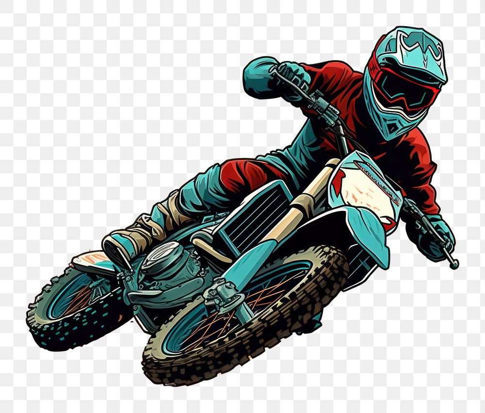 PNG  Motocross motorcycle vehicle comics. AI generated Image by rawpixel.