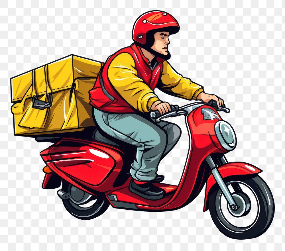 PNG  Food delivery man motorcycle vehicle helmet. AI generated Image by rawpixel.
