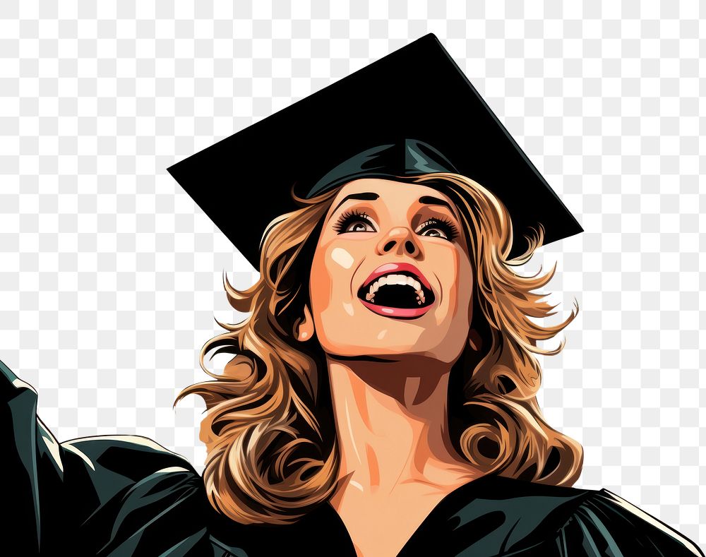 PNG  Graduation adult woman intelligence. AI generated Image by rawpixel.