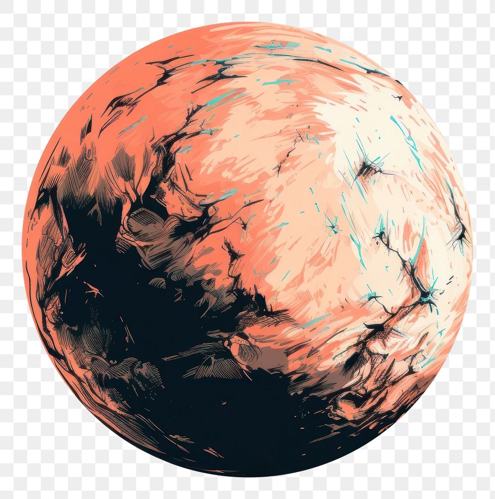 PNG  Planet sphere space splattered. AI generated Image by rawpixel.